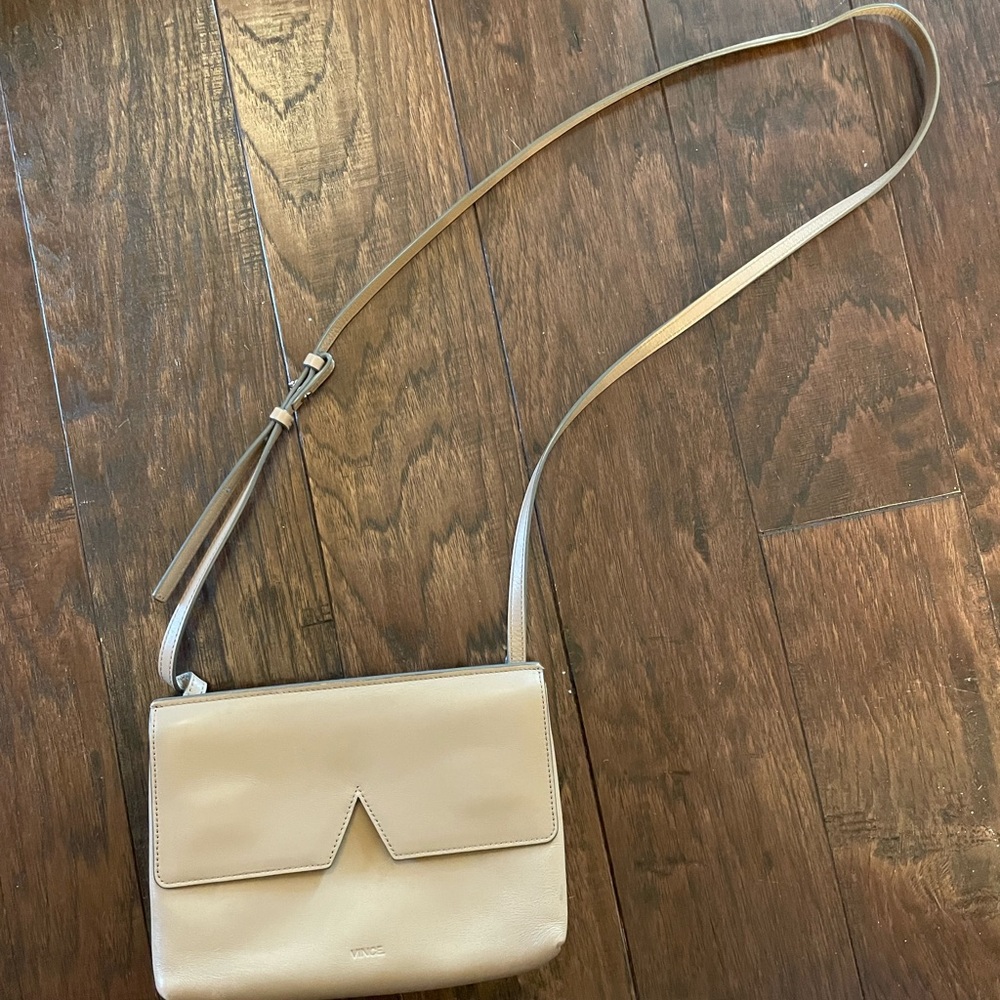 Vince signature v crossbody clutch